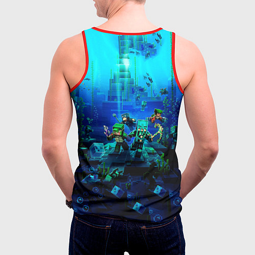Мужская майка без рукавов Minecraft water / 3D-Красный – фото 4