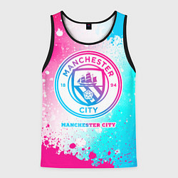 Майка-безрукавка мужская Manchester City neon gradient style, цвет: 3D-черный