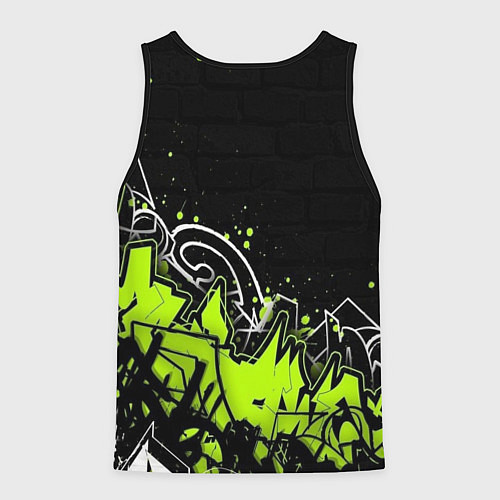 Мужская майка без рукавов Яркое граффити на черной стене / 3D-Черный – фото 2