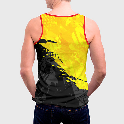 Мужская майка без рукавов Black and yellow / 3D-Красный – фото 4