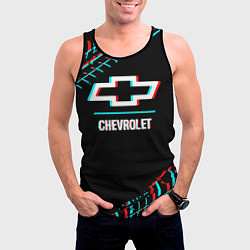 Майка-безрукавка мужская Значок Chevrolet в стиле glitch на темном фоне, цвет: 3D-черный — фото 2