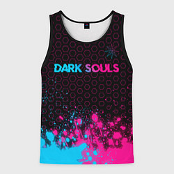 Майка-безрукавка мужская Dark Souls - neon gradient: символ сверху, цвет: 3D-черный