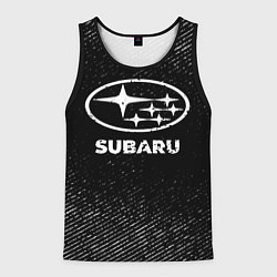 Мужская майка без рукавов Subaru с потертостями на темном фоне
