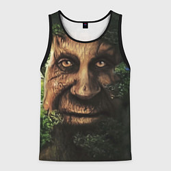 Майка-безрукавка мужская Дерево с лицом мем Мудрое дерево, цвет: 3D-черный