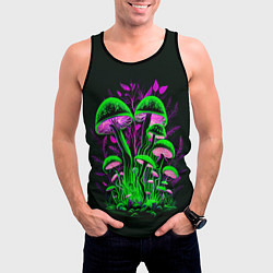 Майка-безрукавка мужская Фантастические кислотные грибы, цвет: 3D-черный — фото 2