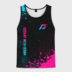 Майка-безрукавка мужская Need for Speed - neon gradient: надпись, символ, цвет: 3D-черный