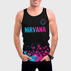 Майка-безрукавка мужская Nirvana - neon gradient: символ сверху, цвет: 3D-черный — фото 2