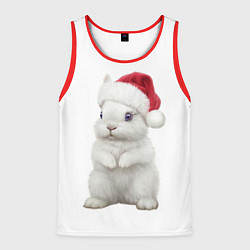 Майка-безрукавка мужская Рождественский крольчонок, цвет: 3D-красный