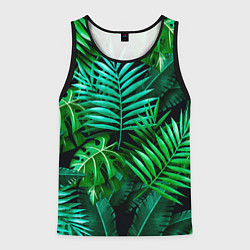 Майка-безрукавка мужская Тропические растения - текстура, цвет: 3D-черный