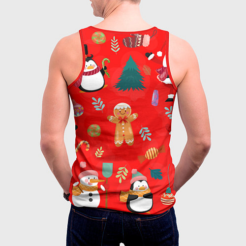 Мужская майка без рукавов Merry christmas art / 3D-Красный – фото 4