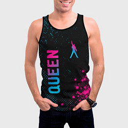 Майка-безрукавка мужская Queen - neon gradient: надпись, символ, цвет: 3D-черный — фото 2