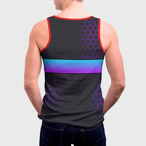 Мужская майка без рукавов Паша всегда прав - неоновые соты / 3D-Красный – фото 4