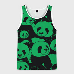 Майка-безрукавка мужская Panda green pattern, цвет: 3D-белый