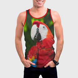 Майка-безрукавка мужская Красный попугай Ара, цвет: 3D-красный — фото 2