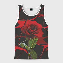 Майка-безрукавка мужская Одинокая красная роза, цвет: 3D-белый