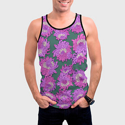 Майка-безрукавка мужская Яркие хризантемы, цвет: 3D-черный — фото 2