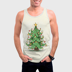 Майка-безрукавка мужская Новогодняя нарядная елочка, цвет: 3D-белый — фото 2