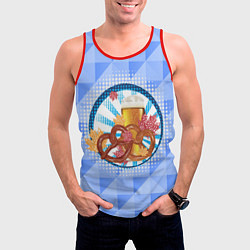 Майка-безрукавка мужская Два брецелья с пивом и листьями клена, цвет: 3D-красный — фото 2