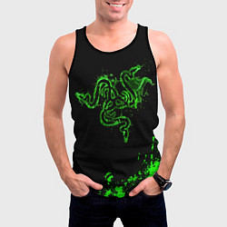 Майка-безрукавка мужская Razer брызги, цвет: 3D-черный — фото 2