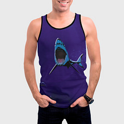 Майка-безрукавка мужская Акула в синем море, цвет: 3D-черный — фото 2