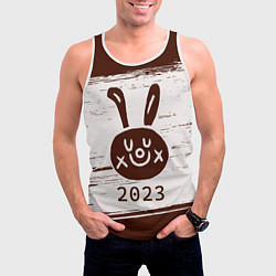 Майка-безрукавка мужская НГ Кролик рисованный на светлом, цвет: 3D-белый — фото 2
