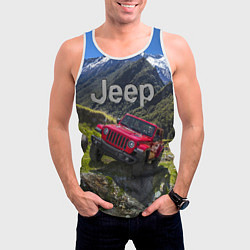 Майка-безрукавка мужская Chrysler Jeep Wrangler Rubicon - горы, цвет: 3D-белый — фото 2