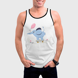 Майка-безрукавка мужская Веселый слон, цвет: 3D-черный — фото 2