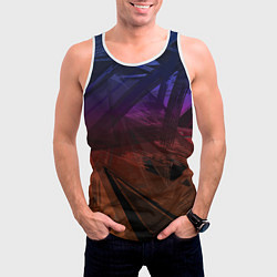 Майка-безрукавка мужская Абстрактный черный узор на сиреневом, коричневом ф, цвет: 3D-белый — фото 2