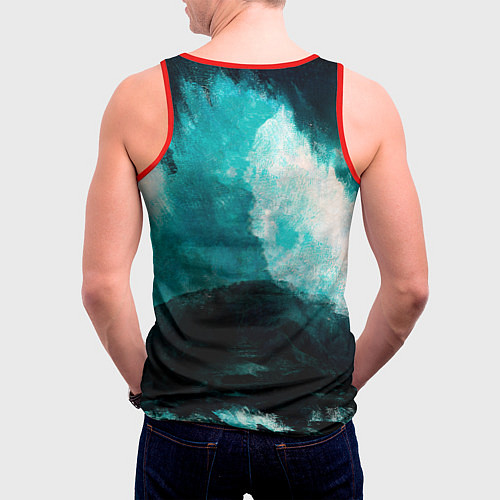 Мужская майка без рукавов Бушующее море / 3D-Красный – фото 4
