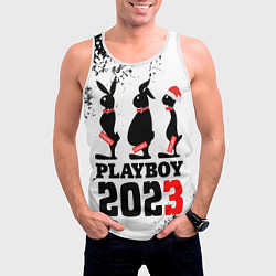 Майка-безрукавка мужская Новогодние пошлые кролики, цвет: 3D-белый — фото 2