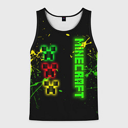 Майка-безрукавка мужская Minecraft - неоновые логотипы, цвет: 3D-черный