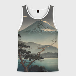Майка-безрукавка мужская Великий вулкан Фудзияма, цвет: 3D-белый