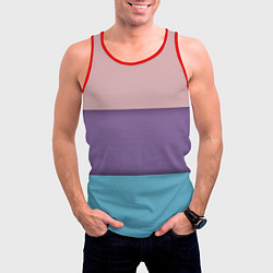 Майка-безрукавка мужская Трёхцветный паттерн - розовый, фиолетовый и синий, цвет: 3D-красный — фото 2