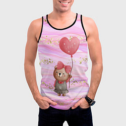 Майка-безрукавка мужская Мишка с шариком Love, цвет: 3D-черный — фото 2