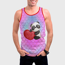 Майка-безрукавка мужская Милая панда с сердечком, цвет: 3D-красный — фото 2
