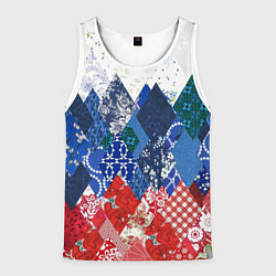 Майка-безрукавка мужская Флаг России в стиле пэчворк, цвет: 3D-белый