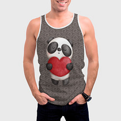 Майка-безрукавка мужская Панда с сердечком, цвет: 3D-белый — фото 2