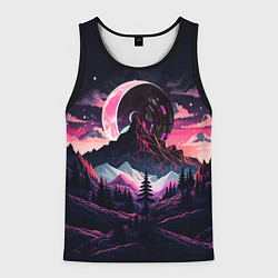 Майка-безрукавка мужская Луна в горах, цвет: 3D-черный