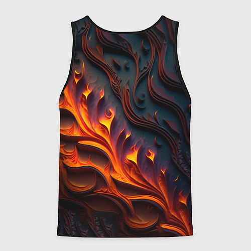 Мужская майка без рукавов Огненный орнамент с языками пламени / 3D-Черный – фото 2