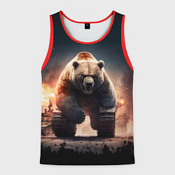 Майка-безрукавка мужская Медведь-танк, цвет: 3D-красный