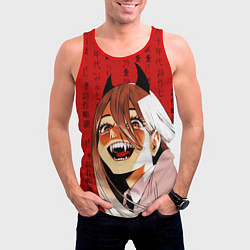 Майка-безрукавка мужская Человек - бензопила Пауэр и иероглифы, цвет: 3D-красный — фото 2
