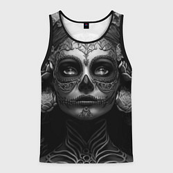 Майка-безрукавка мужская Девушка с макияжем для дня мертвых, цвет: 3D-черный