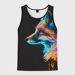 Майка-безрукавка мужская Лиса красками, цвет: 3D-черный