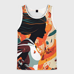 Майка-безрукавка мужская Девушка идёт: силуэт, цвет: 3D-белый