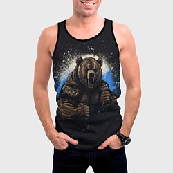 Майка-безрукавка мужская Сильный медведь, цвет: 3D-черный — фото 2
