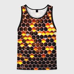 Майка-безрукавка мужская Медовые пчелиные соты, цвет: 3D-черный