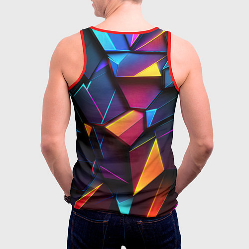 Мужская майка без рукавов Неоновые абстрактные плиты / 3D-Красный – фото 4