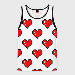 Майка-безрукавка мужская Сердца в стиле пиксель-арт, цвет: 3D-черный