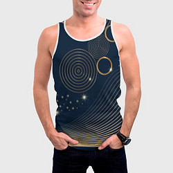 Майка-безрукавка мужская Абстрактный золотой узор в стиле мемфис, цвет: 3D-белый — фото 2