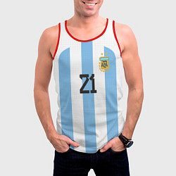 Майка-безрукавка мужская Дибала форма сборной Аргентины домашняя, цвет: 3D-красный — фото 2